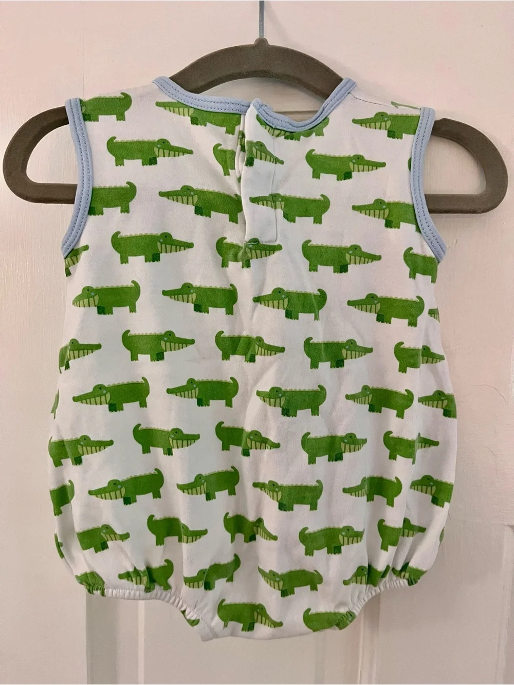 Magnolia Baby Sleeveless Romper with Green Alligator Print - 9m bubble for baby